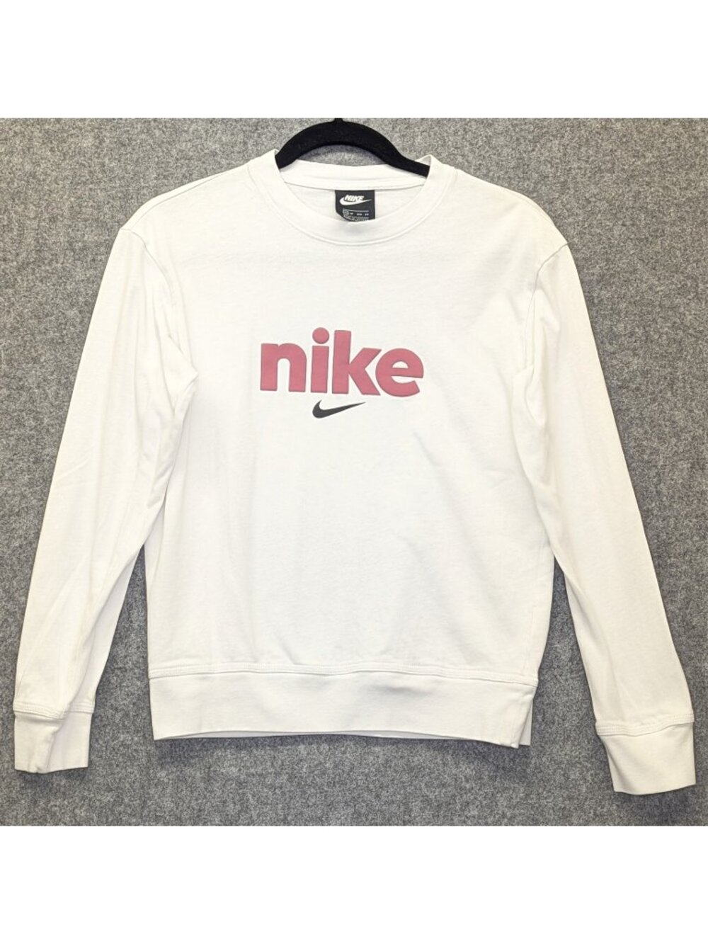 Nike Womens XS Long Sleeve T Shirt White Center Swoosh Athletic Top